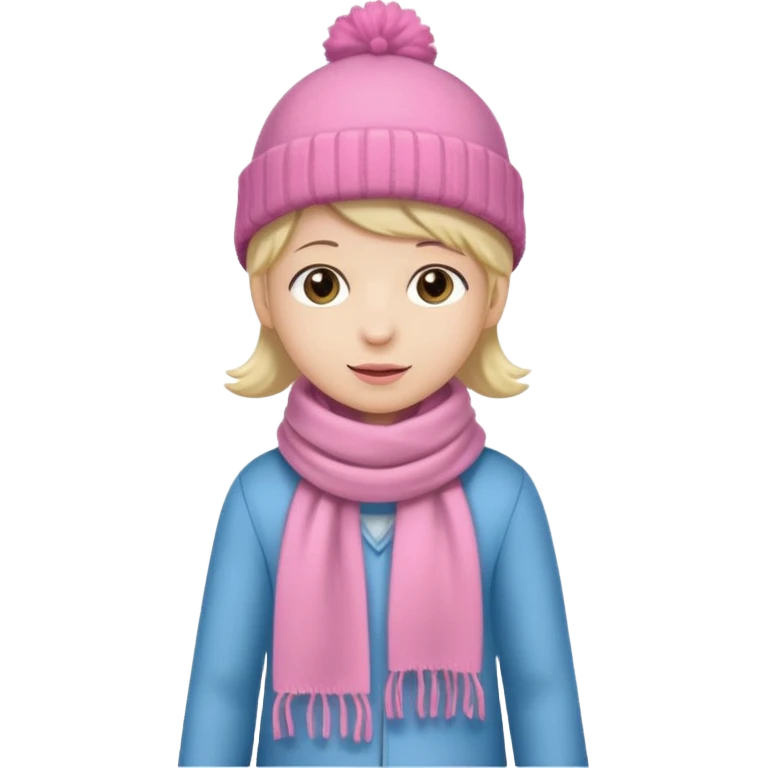 Kid wearing pink hat and scarf, full body emoji