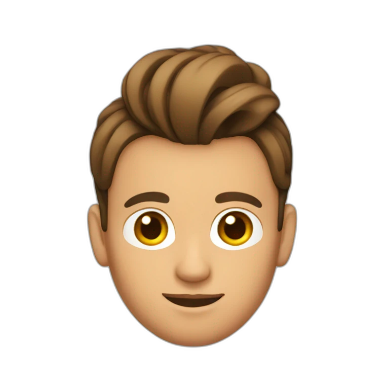 Homme brun avec un chignon emoji