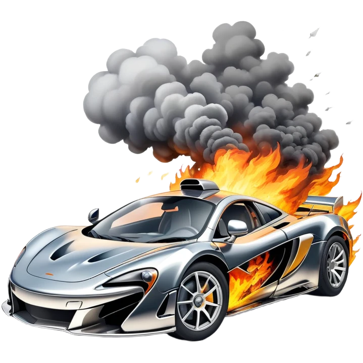sorayama mclaren car crash fire and smoke explodsion  emoji