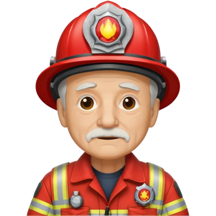Firefighter old man with red uniform emoji