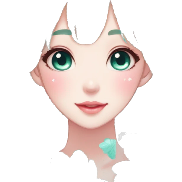 Gorgeous Shiny Pastel Turquoise Anime-Style Lady Butterflies flower petals leaves cottagecore fairycore pastelcore kawaii aesthetic trending style emoji