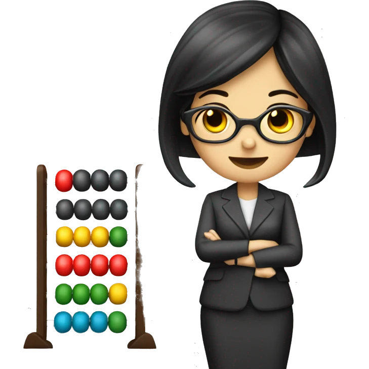 Dark haired lady accountant with abacus emoji
