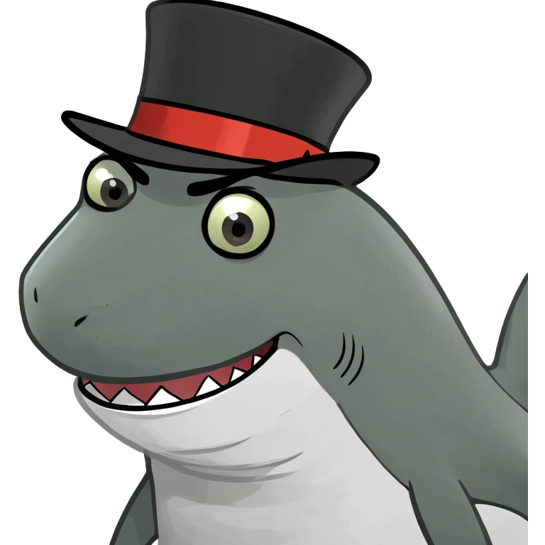 Shark with a top hat emoji