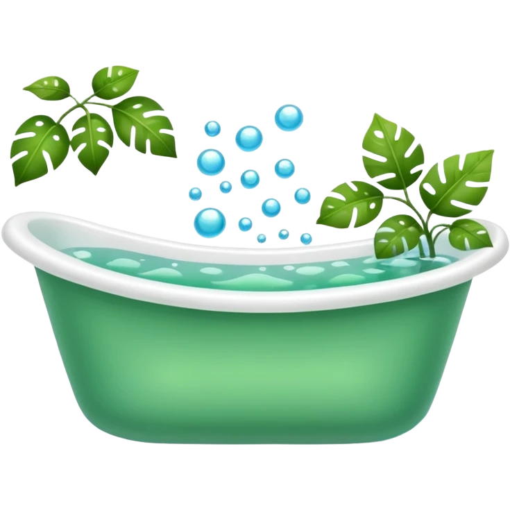 Bathtub with leaves for bubbles emoji