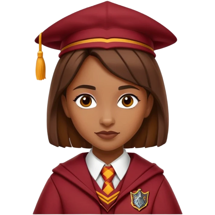Angelina Johnson in harry potter, wear hogwarts gryfindor uniform emoji