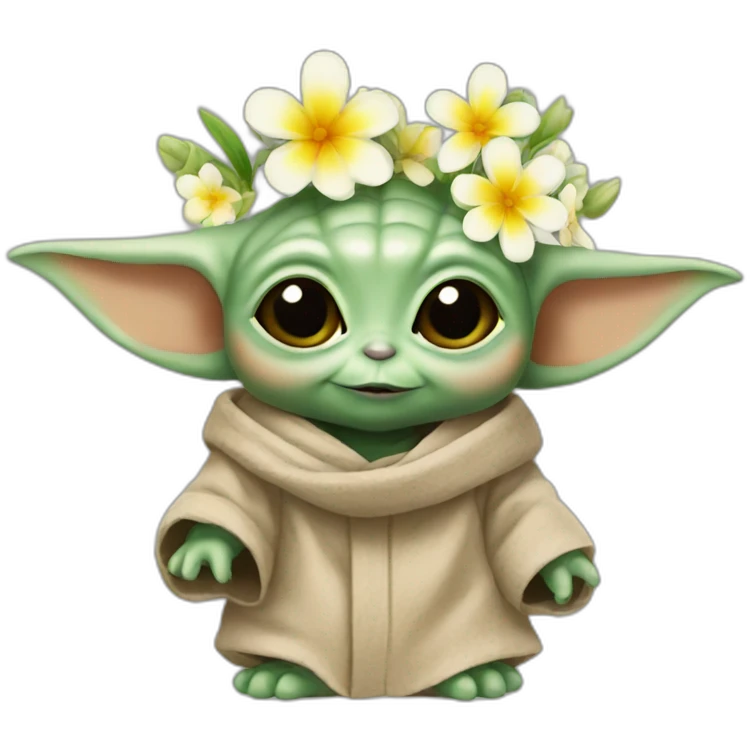 Baby yoda with flowers emoji