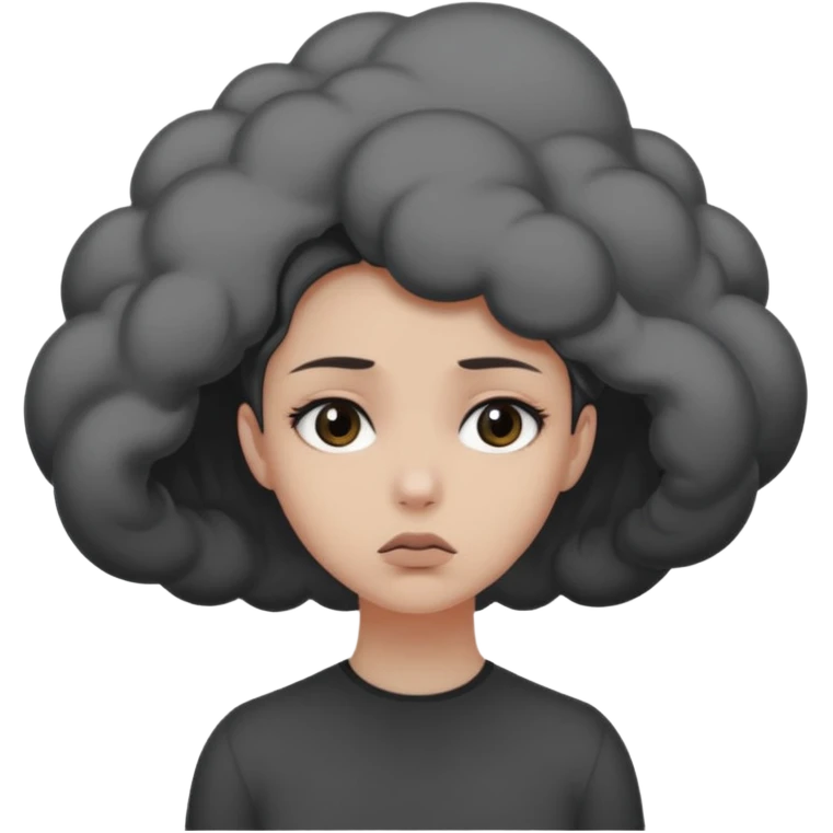 девушка, в голове черное облако мрачных мыслей  emoji