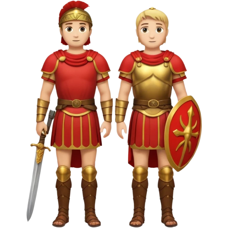 roman soldier without armor,without weapons and shield, just red clothing and fullbody view emoji