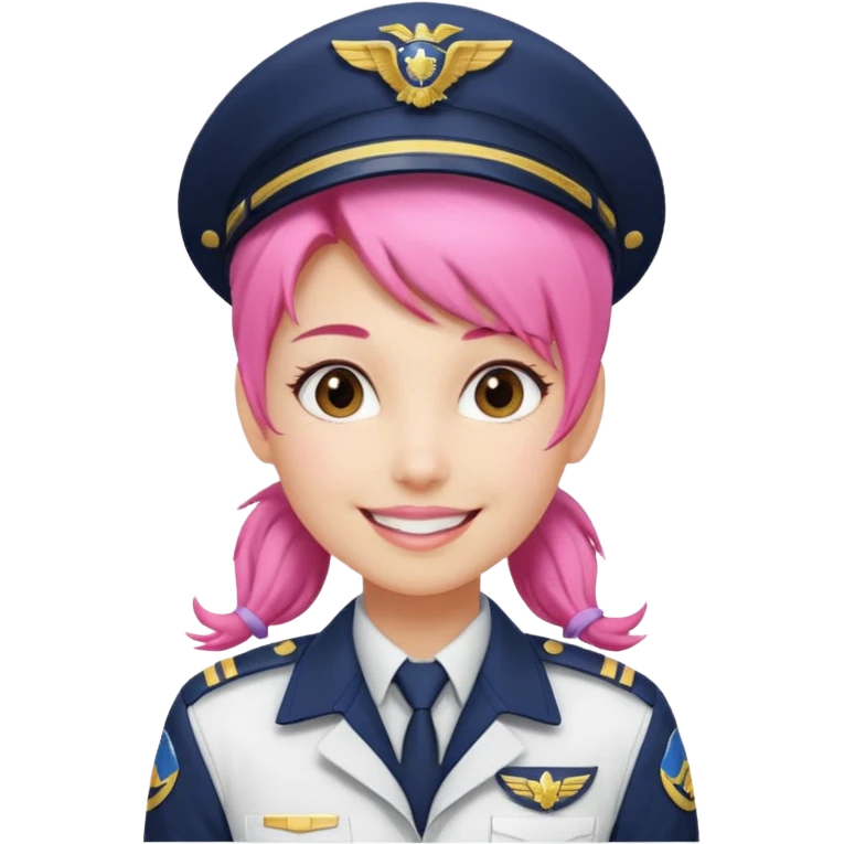 Commander Bloom – pink ponytail pilot in white uniform emoji