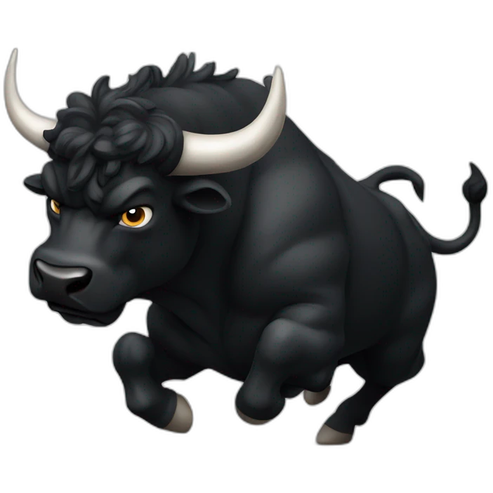 Angry running black bull emoji