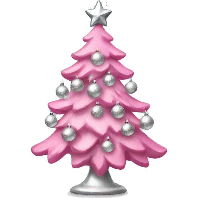 Pink Christmas tree with silver ornaments emoji