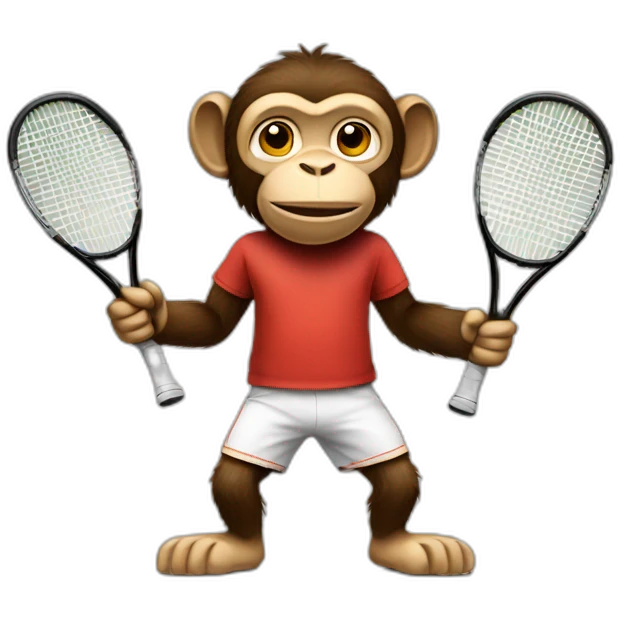 generate a monkey ready to play tenis with a bag with rackets and the hands in the pockets emoji