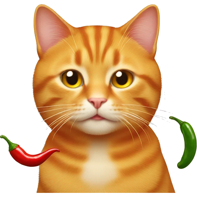 ginger cat with chilli pepper emoji