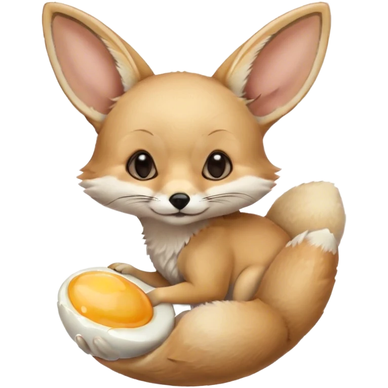 fennec carrying an uncooked egg emoji
