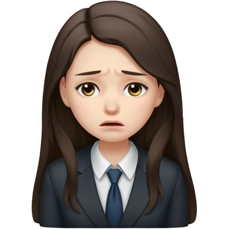 sad brunette girl long hair in buisiness outfit crying emoji emoji