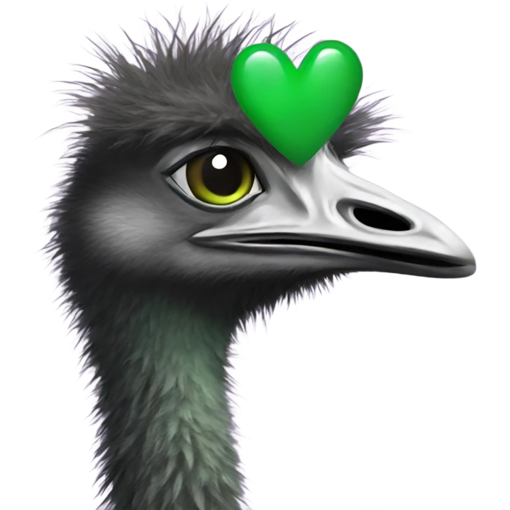 Emu with a green heart emoji
