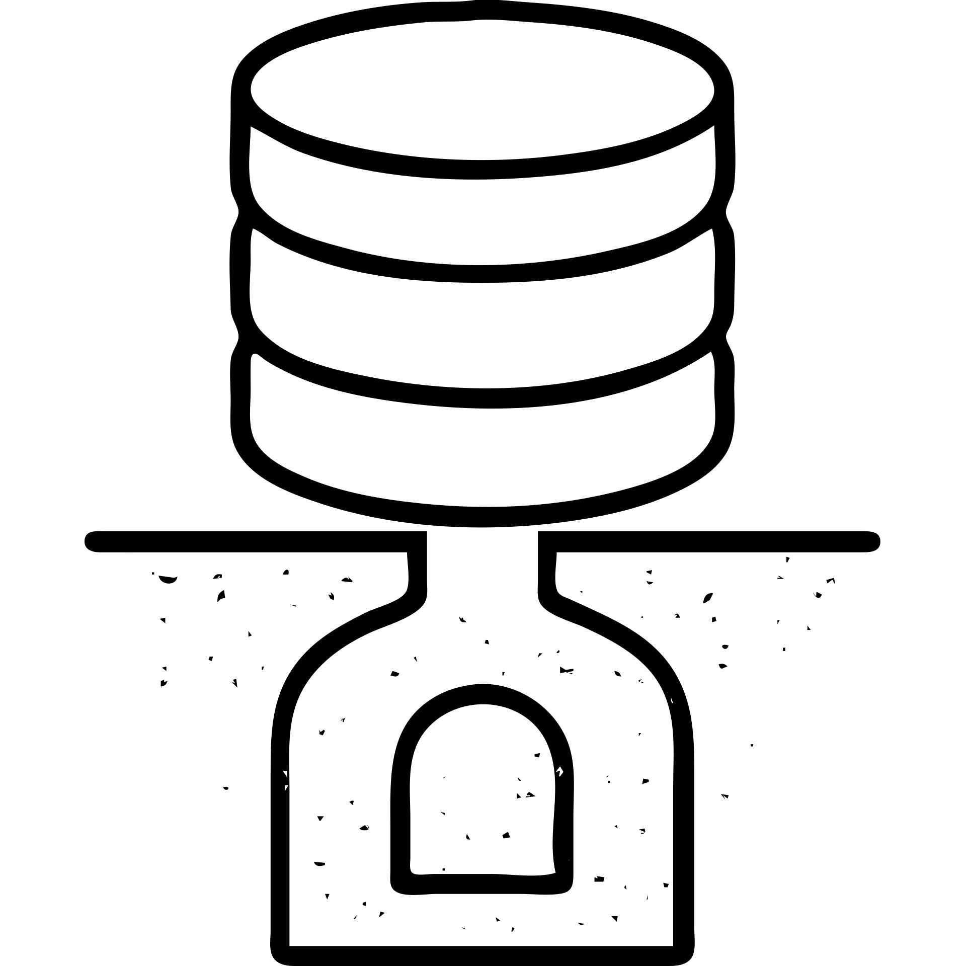 database shapes intersecting with a basement underground motif with worn distressed effect emoji