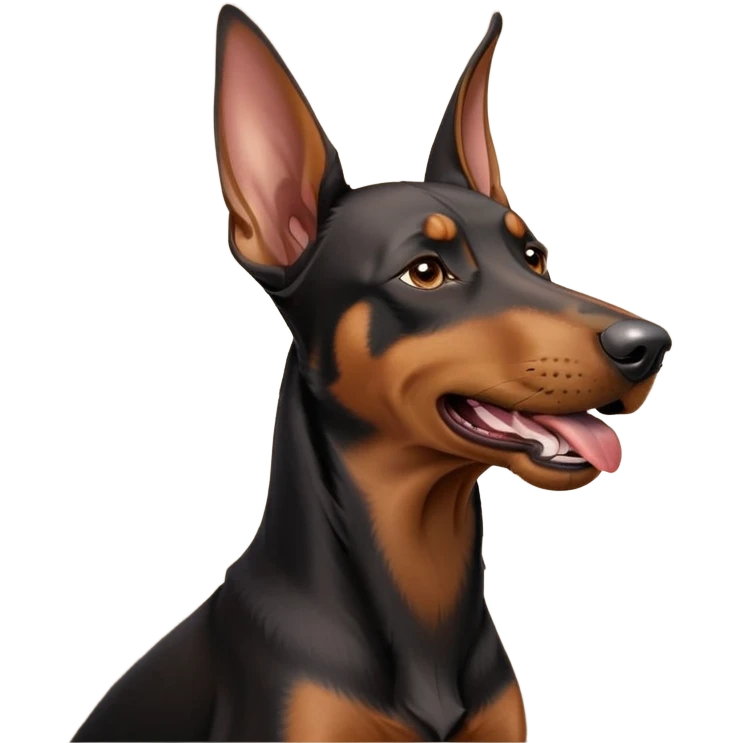 cinematic-cute-yawning-doberman-portrait-emoji,-head-tilted-slightly-with-a-dramatic,-wide-open-yawn,-revealing-a-sleek black and brown fur-with-a-subtle-shimmer,-floppy-ears-slightly-drooping,-round-brown-eyes-barely-open-in-drowsy emoji
