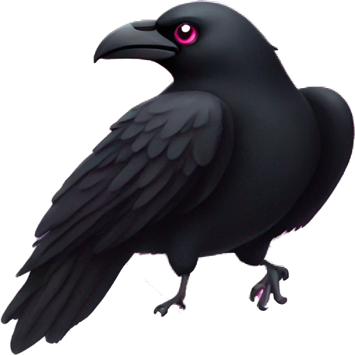 Black heart with hot pink raven inside of heart emoji