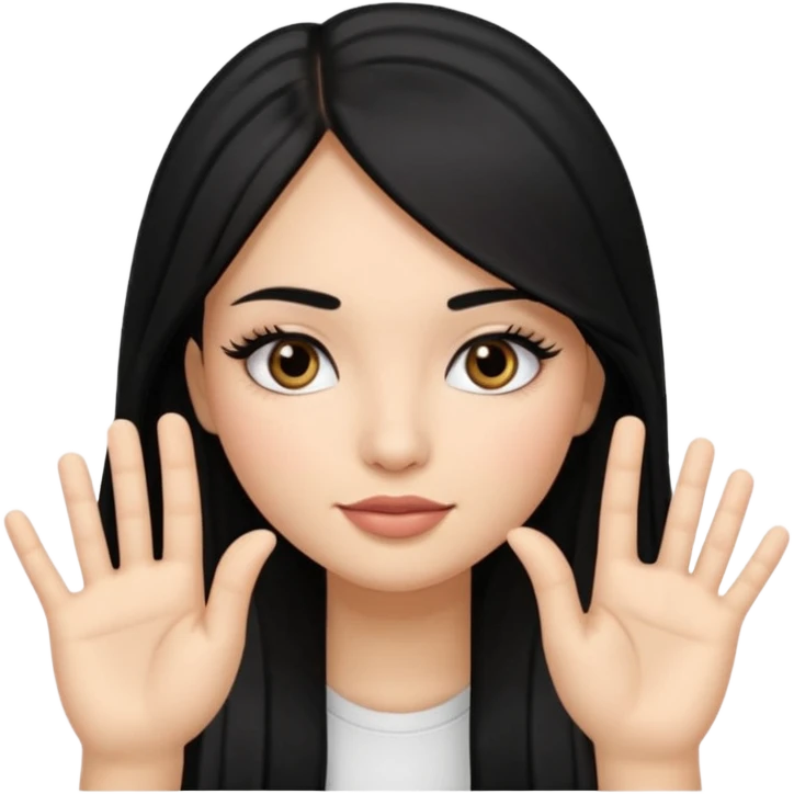latina girl with straight long hair thats black memoji with nail no lipstick thats a baddie with lashes with 5 fingers emoji