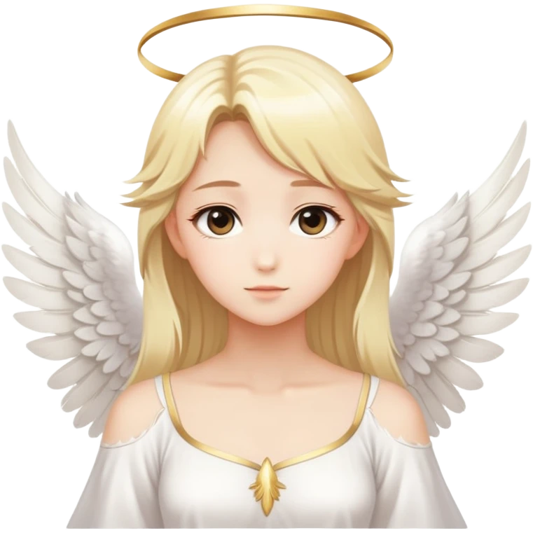 Beautiful Gorgeous Blonde Sweet Anime Angel, Peaceful, Calm, White feather wings emoji