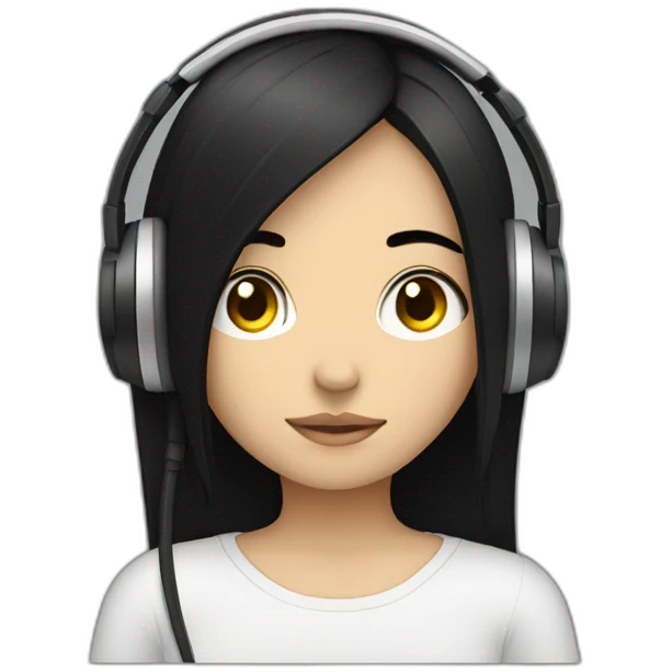 a depressive girl with headphones and straight black hair emoji