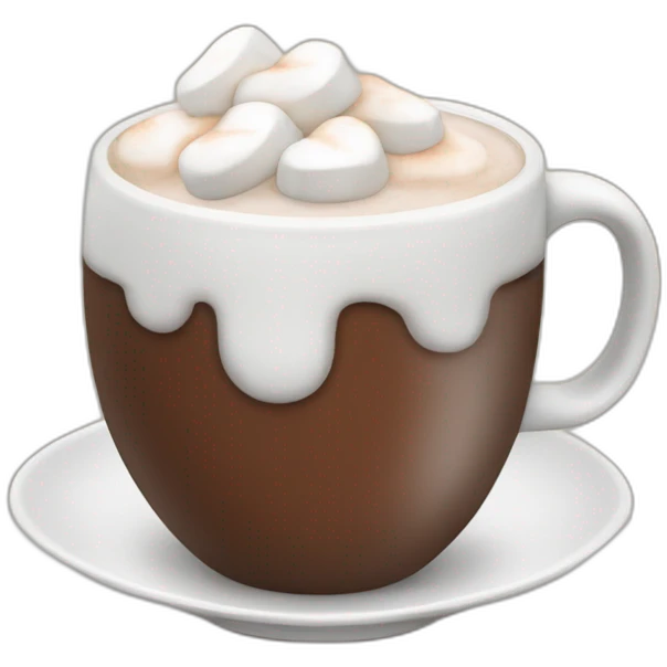 A mug of hot chocolate with marshmallows and whipped cream  emoji