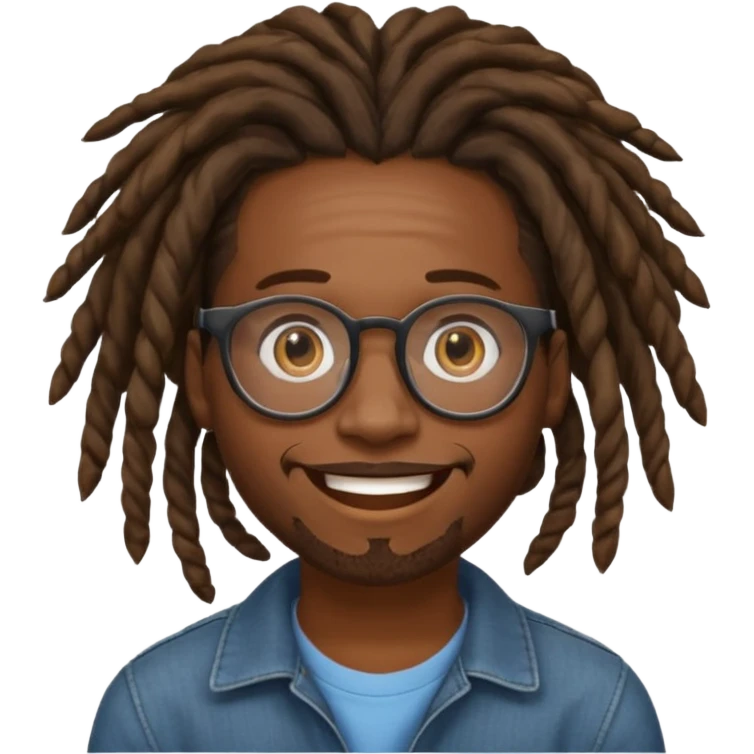 a black african guy with dreadlocks, wearing glasses and aura farming emoji emoji