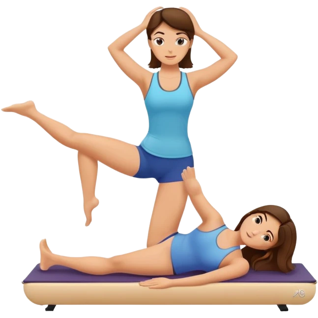 white woman with brunette hair, doing pilates emoji