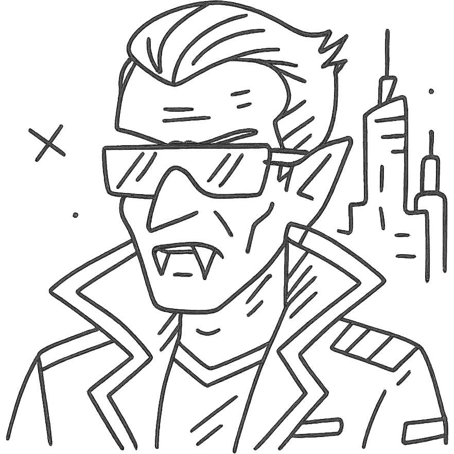 vampire man in cyberpunk setting emoji