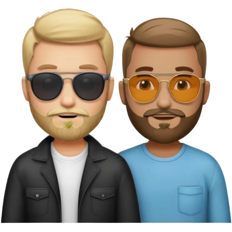 Van u make 2 cool young emojis with shades side by side, both have faded hair, one of them should also have faded beard. Beneath the faded beared emoji should have the initials WQ and the other PJ emoji