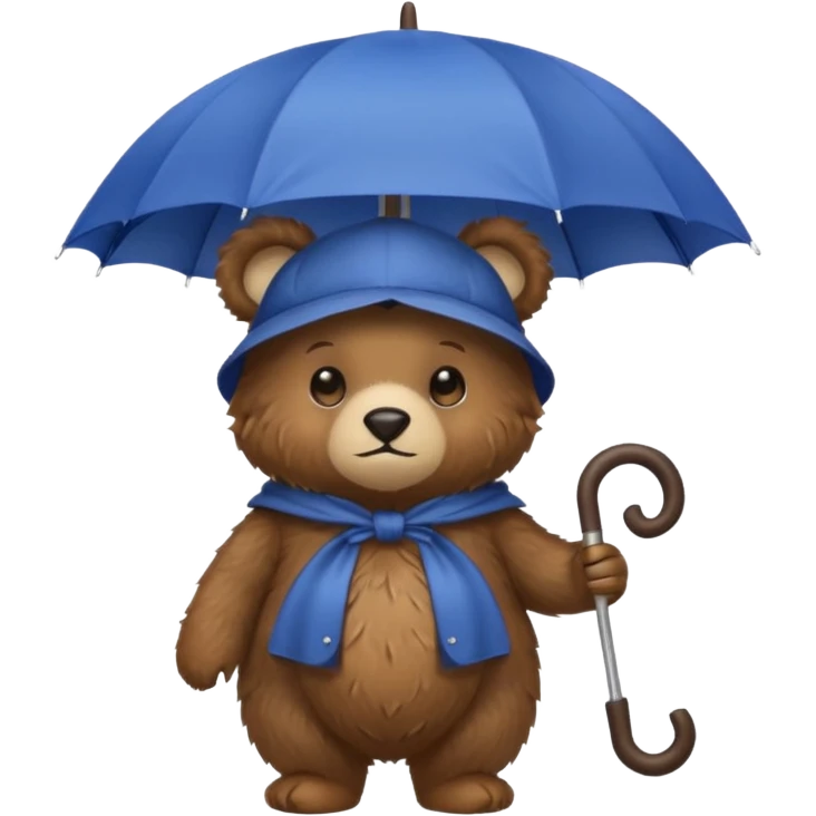 Bear with umbrella hat emoji