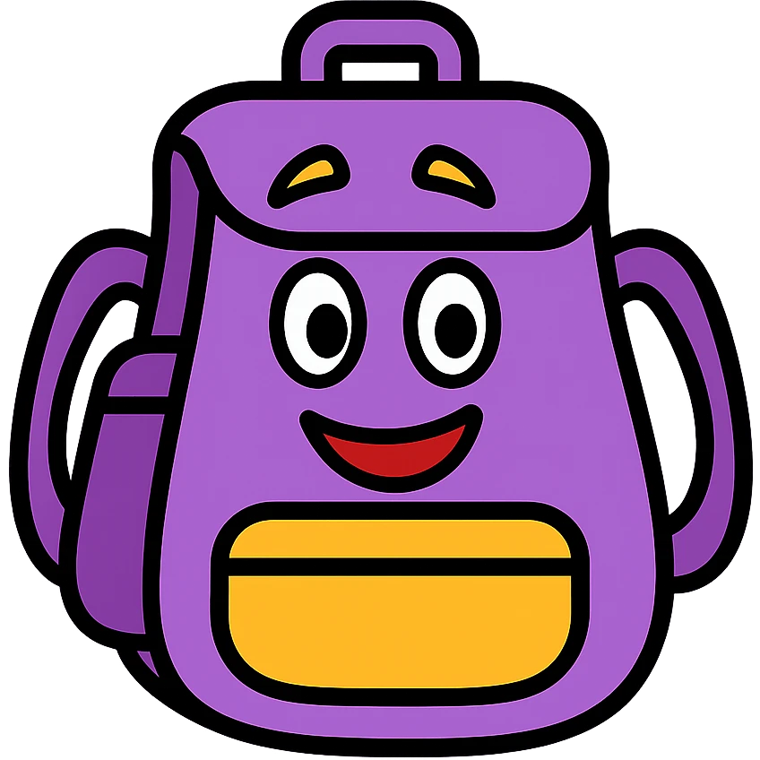 color outline icon of purple backpack from Dora the Explorer emoji