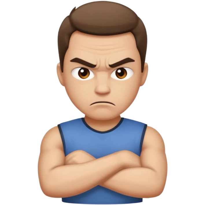 angry face with furrowed brows crossing arms emoji