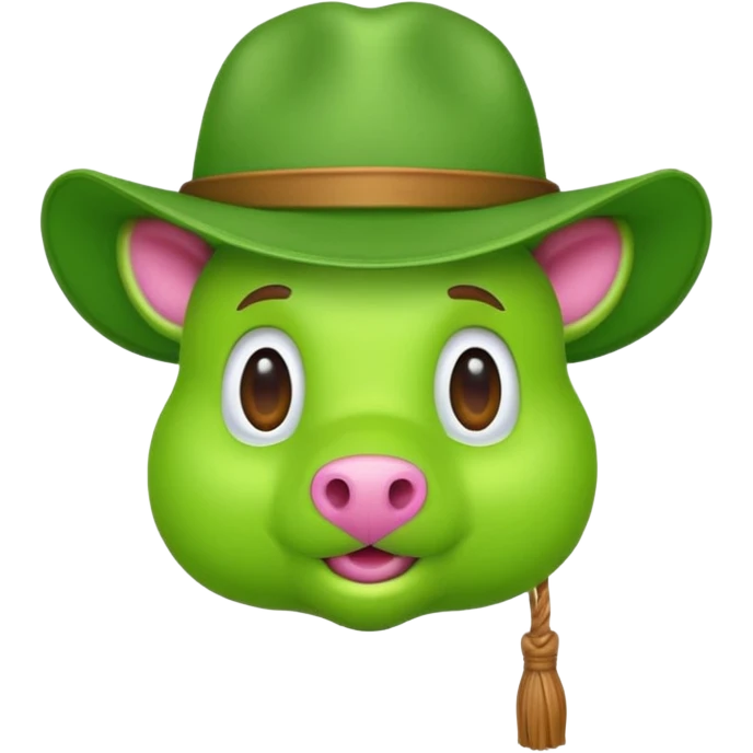 Un maiale verde fluo con un cappello da muratore emoji