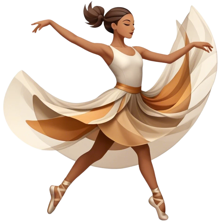 Icon for Contemporary Dance: a dancer in dynamic motion, wearing comfortable attire, with abstract shapes and movement lines in the background. The icon should represent the expressive and creative nature of contemporary dance. Transparent background. emoji
