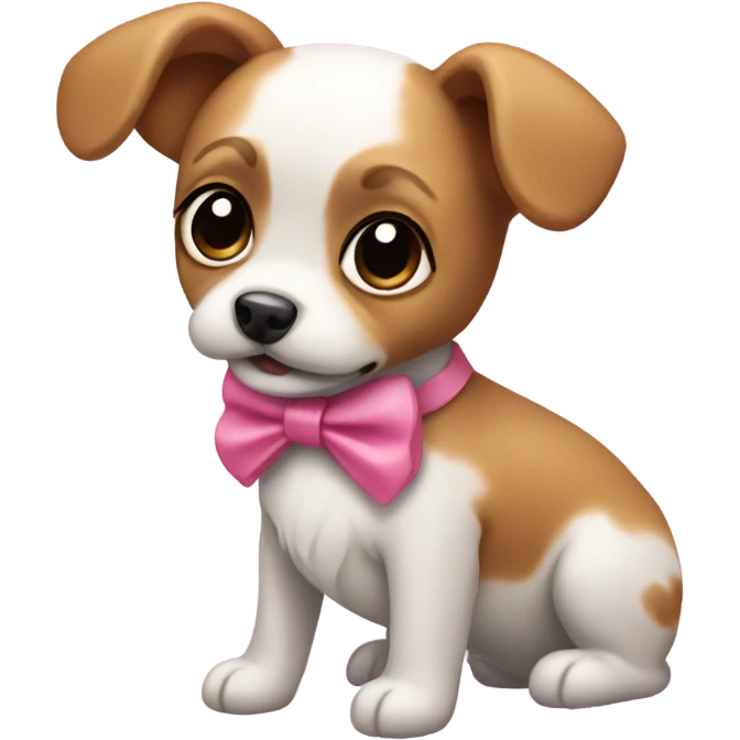 A small dog with a little pink bow emoji