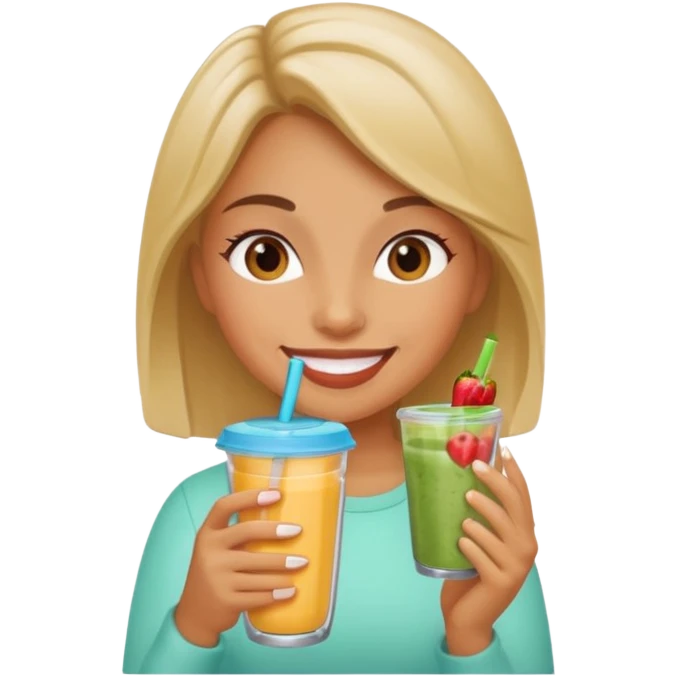 Girl drinking smoothie emoji