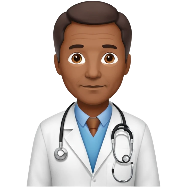 mature 60 year old male doctor with stethoscope, dark brown hair, medium-dark skin tone, cinnamon skin tone, professional emoji