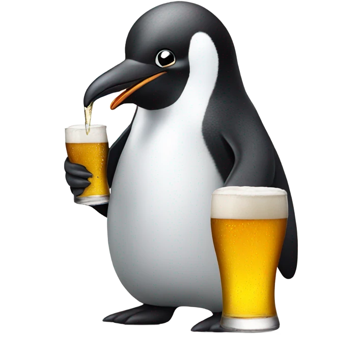 Penguin drinking beer emoji