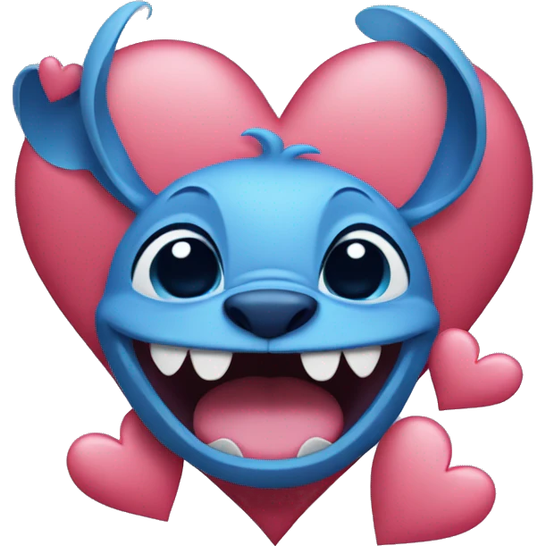 Stitch surrounded by hearts  emoji