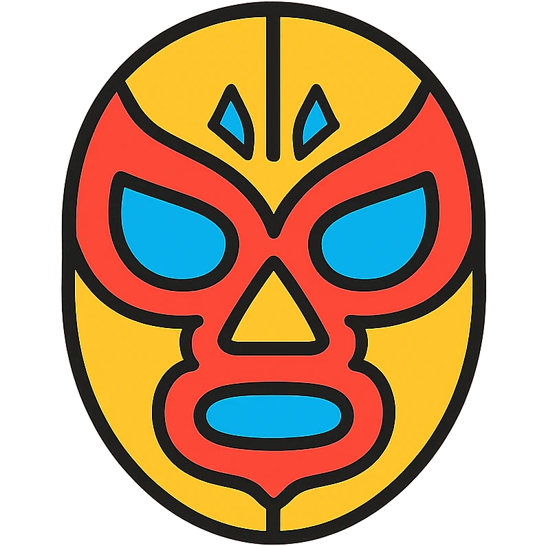 máscara de luchador mexicano, estilo colorido, detalles tradicionales emoji