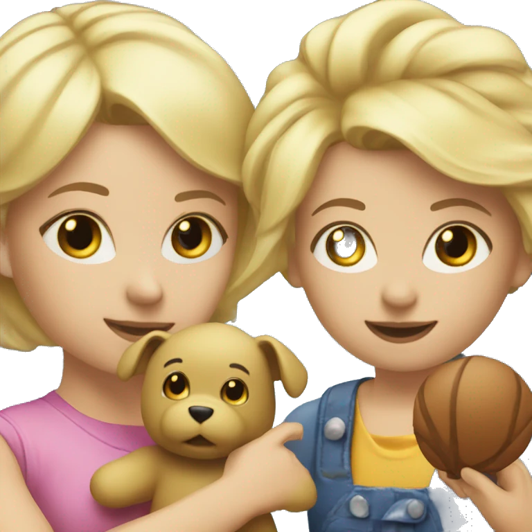 blonde women playing with blonde child with toys emoji