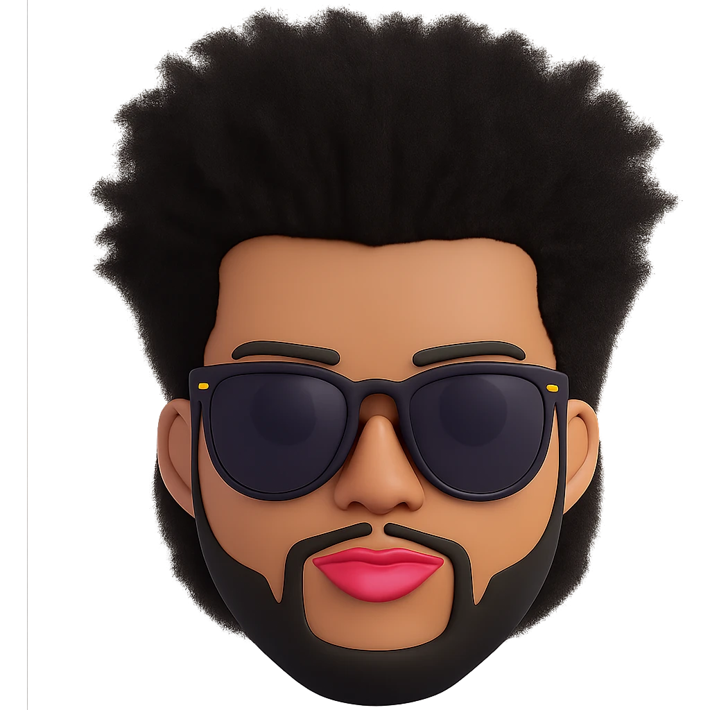 Add The Weeknd's After Hours album hairstyle, characterized by a tall, wild, and sculpted look, keeping the rest of the emoji the same. Remove the background. Maintain the original emoji style and details. emoji
