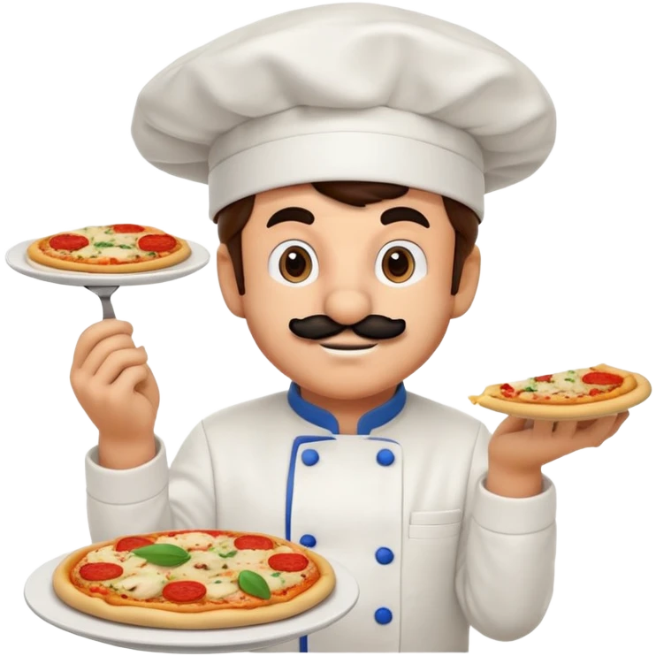 Mario eating pasta and making a pizzza party emoji