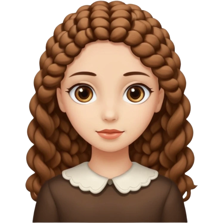 creami una ragazza con riccioli in fondo sulle punte, capelli marroni scuri e lunghi, occhi con ciglia non corte marroni emoji