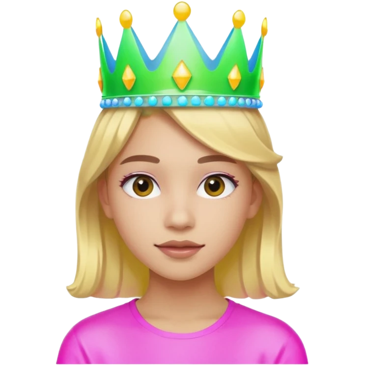A stylish teen wearing a neon plastic crown for fun. emoji