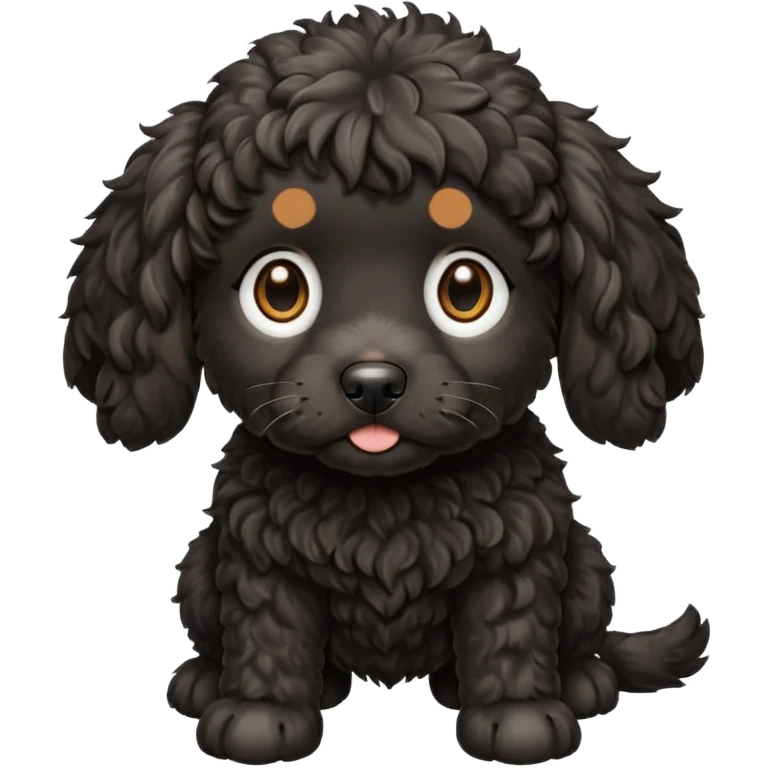 black cockapoo puppy dog standing emoji