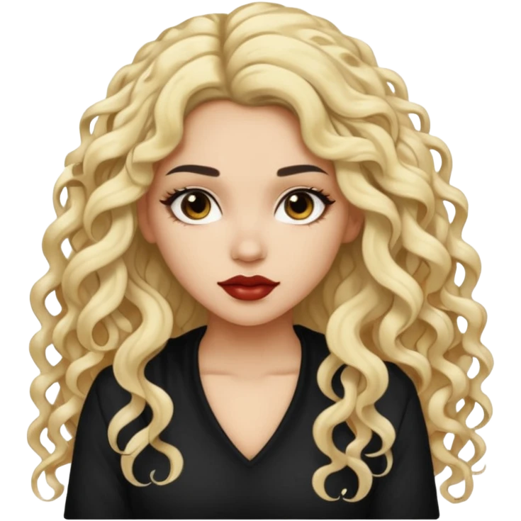 split dye leftside blonde rightside black long curly hair, pretty pale Latina bratz baddie emoji