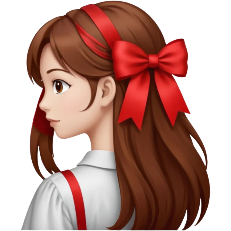 girl back view with red ribbon in hair emoji